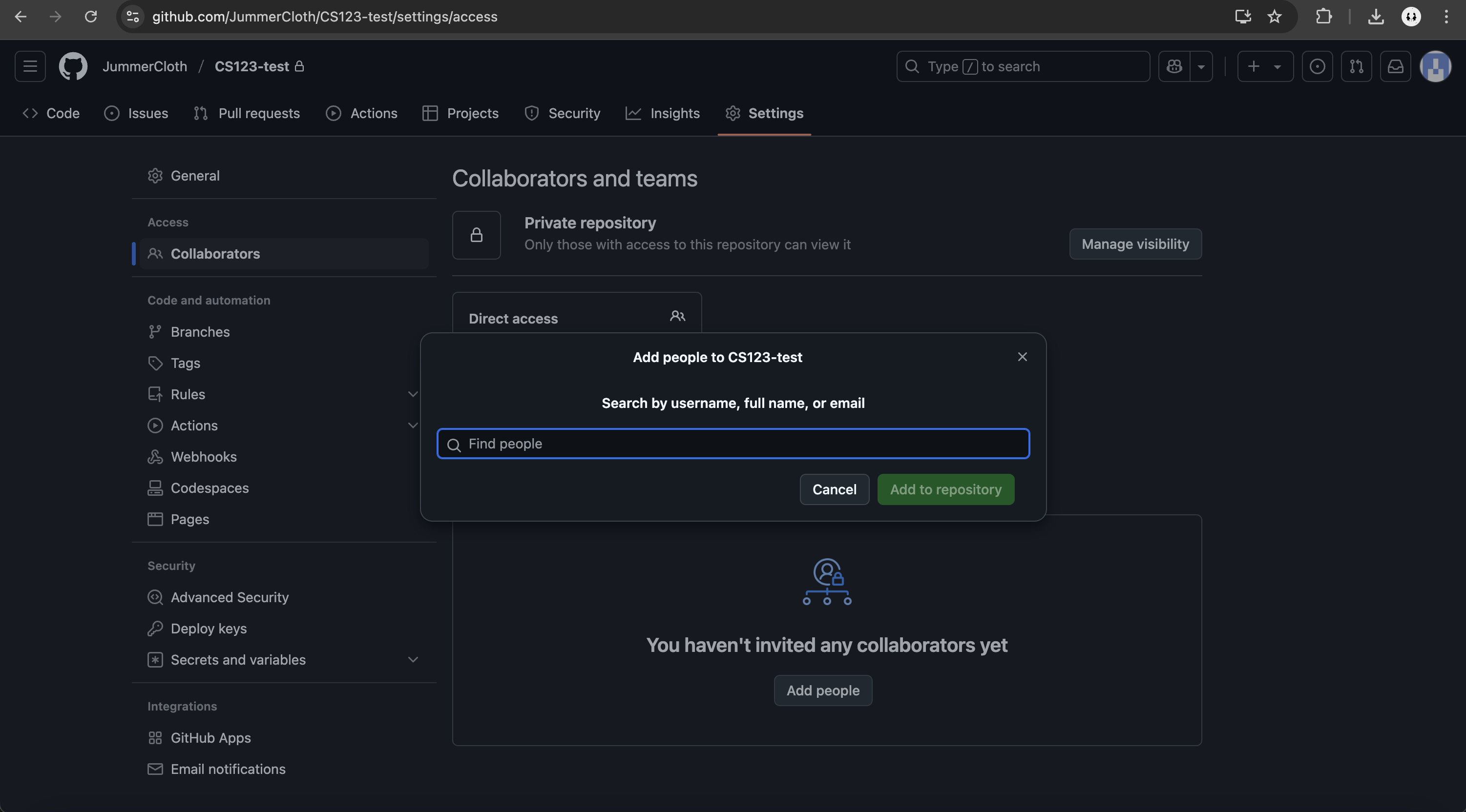 Adding collaborators