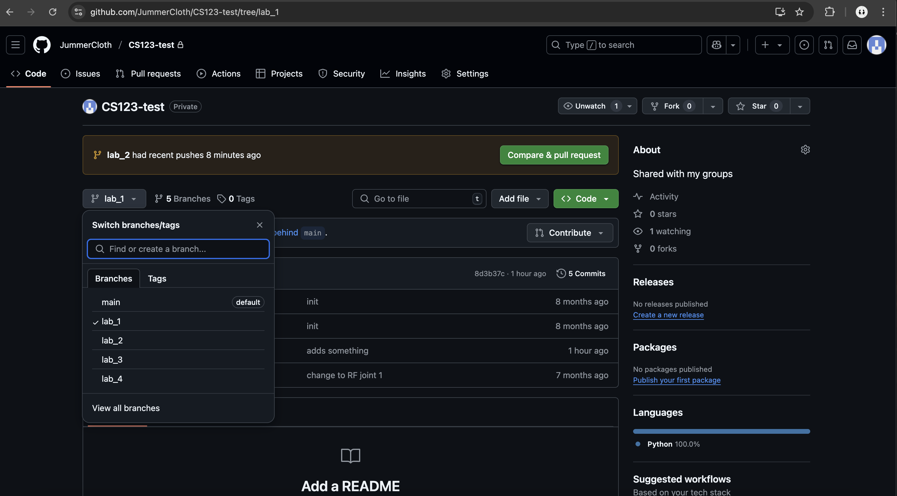 Lab code published on GitHub